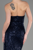 Abendkleid Lang Schuppig Marineblau ABU3134
