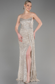 Abendkleid Lang Schuppig Nerzbraun ABU3134
