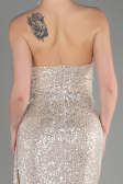 Abendkleid Lang Schuppig Nerzbraun ABU3134
