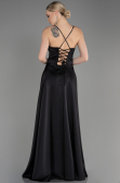 Abschlusskleid Lang Satin Schwarz ABU3809