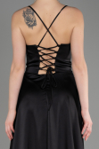 Abschlusskleid Lang Satin Schwarz ABU3809