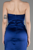 Abendkleid Lang Satin Marineblau ABU3825
