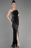 Abendkleid Lang Satin Schwarz ABU3825