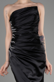 Abendkleid Lang Satin Schwarz ABU3825
