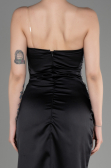 Abendkleid Lang Satin Schwarz ABU3825