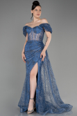 Grau-Indigo Abendkleid Lang ABU2706