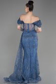 Grau-Indigo Abendkleid Lang ABU2706