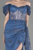 Grau-Indigo Abendkleid Lang ABU2706
