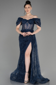 Marineblau Abendkleid Lang ABU2706