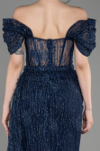 Marineblau Abendkleid Lang ABU2706