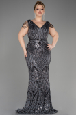 Verlobungskleid In Übergröße Lang Schuppig Anthrazit ABU3845