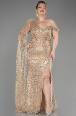 Abendkleid Lang Schuppig Gold ABU3857