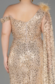 Abendkleid Lang Schuppig Gold ABU3857