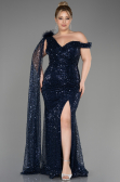 Abendkleid Lang Schuppig Marineblau ABU3857