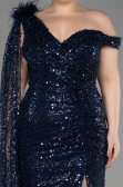 Abendkleid Lang Schuppig Marineblau ABU3857