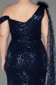 Abendkleid Lang Schuppig Marineblau ABU3857