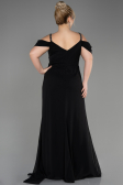 Abendkleid in Übergröße Lang Chiffon Schwarz ABU3742