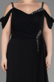 Abendkleid in Übergröße Lang Chiffon Schwarz ABU3742