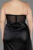 Abschlusskleid In Übergröße Lang Satin Schwarz ABU3855