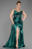 Abschlusskleid In Übergröße Lang Satin Smaragdgrün ABU3855