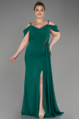 Abendkleid in Übergröße Lang Chiffon Smaragdgrün ABU3742