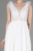 Abendkleid Lang Chiffon Weiß ABU3856