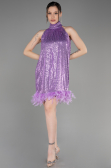 Abendkleid Kurz Lila ABK2049