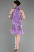 Abendkleid Kurz Lila ABK2049