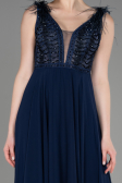 Abendkleid Lang Chiffon Marineblau ABU3856