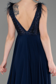 Abendkleid Lang Chiffon Marineblau ABU3856