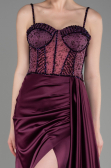 Abendkleid Lang Satin Pflaume ABU3875