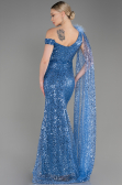 Abendkleid Lang Schuppig Indigo ABU3857