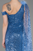 Abendkleid Lang Schuppig Indigo ABU3857