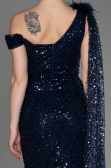 Abendkleid Lang Schuppig Marineblau ABU3857
