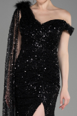 Abendkleid Lang Schuppig Schwarz ABU3857