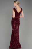 Abendkleid im Meerjungfrau-Stil Lang Weinrot ABU3874