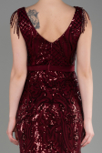 Abendkleid im Meerjungfrau-Stil Lang Weinrot ABU3874