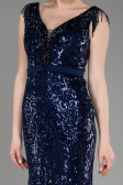 Abendkleid im Meerjungfrau-Stil Lang Marineblau ABU3874