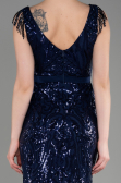 Abendkleid im Meerjungfrau-Stil Lang Marineblau ABU3874