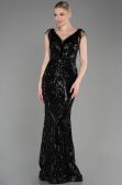 Abendkleid im Meerjungfrau-Stil Lang Schwarz ABU3874