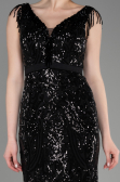 Abendkleid im Meerjungfrau-Stil Lang Schwarz ABU3874