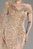 Abendkleid Lang Schuppig Gold ABU3857