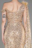 Abendkleid Lang Schuppig Gold ABU3857