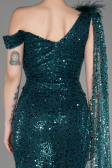 Abendkleid Lang Schuppig Smaragdgrün ABU3857