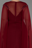 Abendgarderobe in Großen Größen Lang Chiffon Weinrot ABU3913
