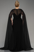 Abendgarderobe in Großen Größen Lang Chiffon Schwarz ABU3913