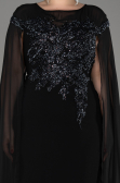 Abendgarderobe in Großen Größen Lang Chiffon Schwarz ABU3913