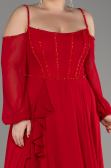 Abendkleid Lang Chiffon Rot ABU3914