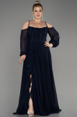 Abendkleid Lang Chiffon Marineblau ABU3914
