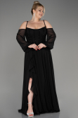 Verlobungskleid In Übergröße Lang Chiffon Schwarz ABU3915